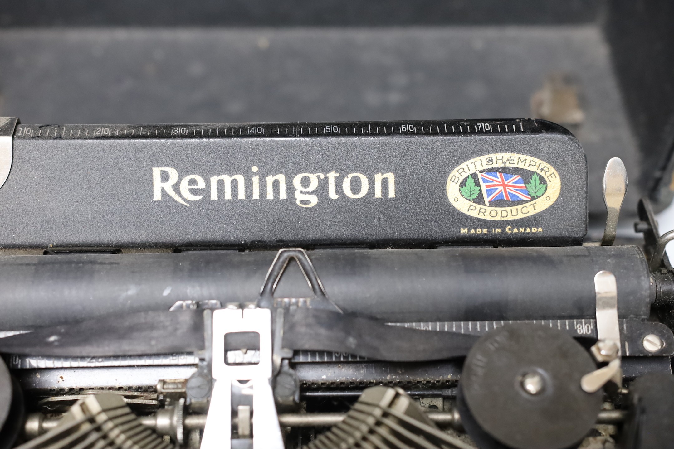A cased Remington, British made, portable typewriter, 30cms deep